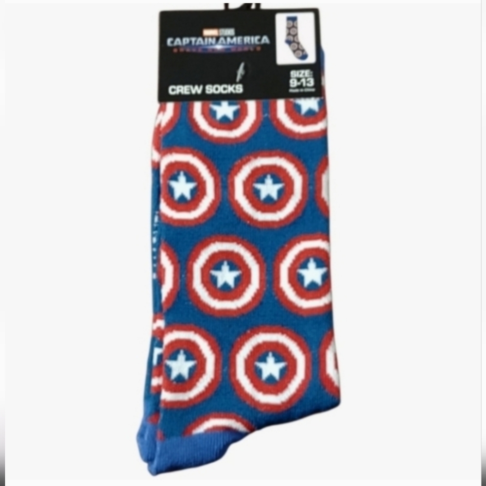 Captain America Marvel Crew Socks Sheild Business Casual School Fun Fan